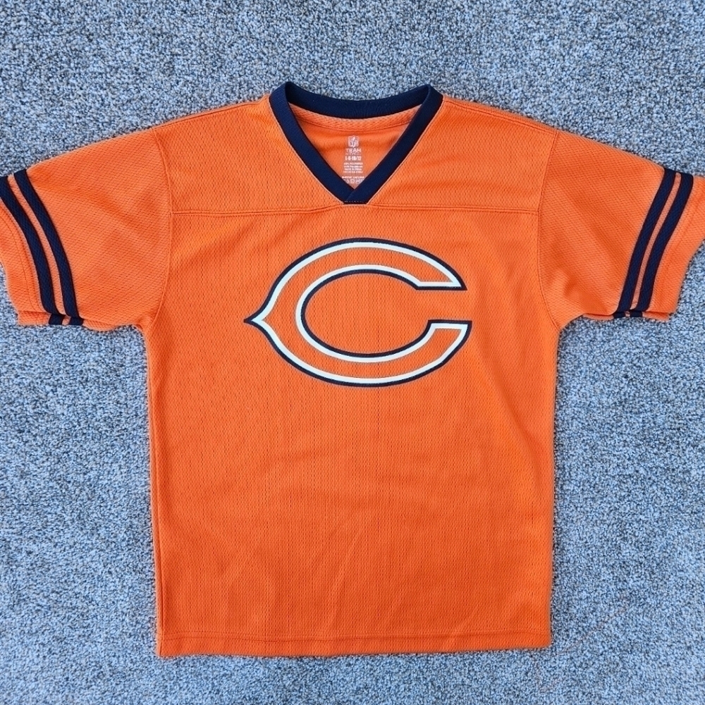 NFL Team Apparel Chicago Bears Football Jersey Blue Orange Kid Youth Large 10/12